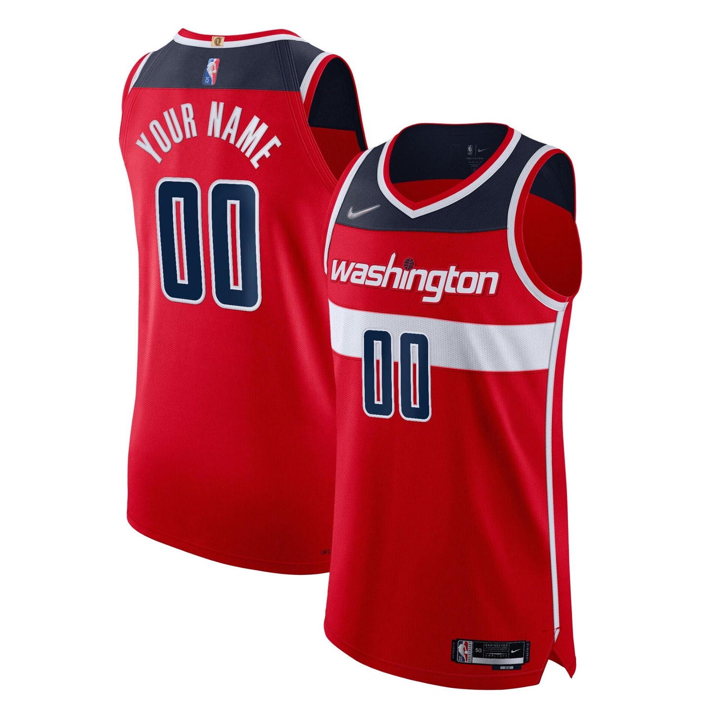 Washington Wizards Nike 2021/22 Diamond Authentic Custom Jersey - Icon Edition - Red