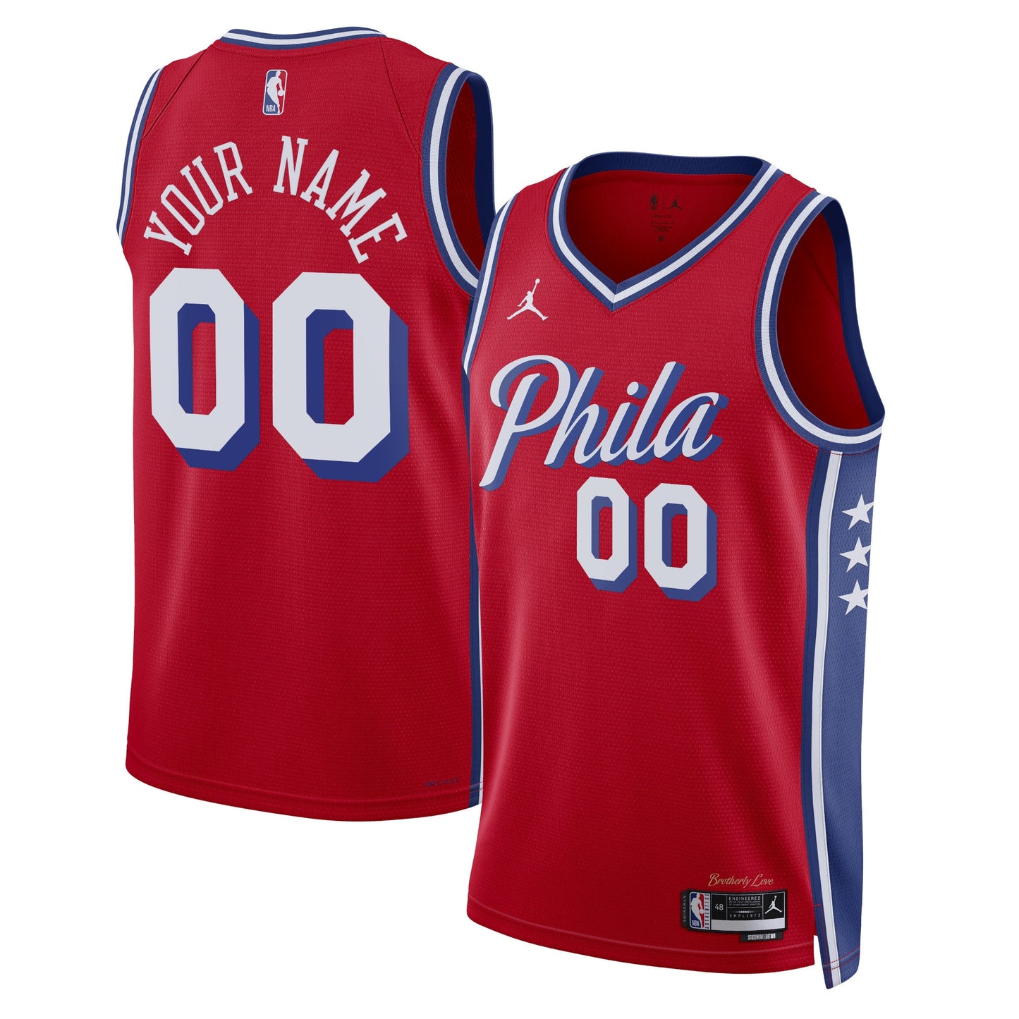 Philadelphia 76ers Jordans Brand Unisex 2022/23 Swingman Custom Jersey - Statement Edition - Red