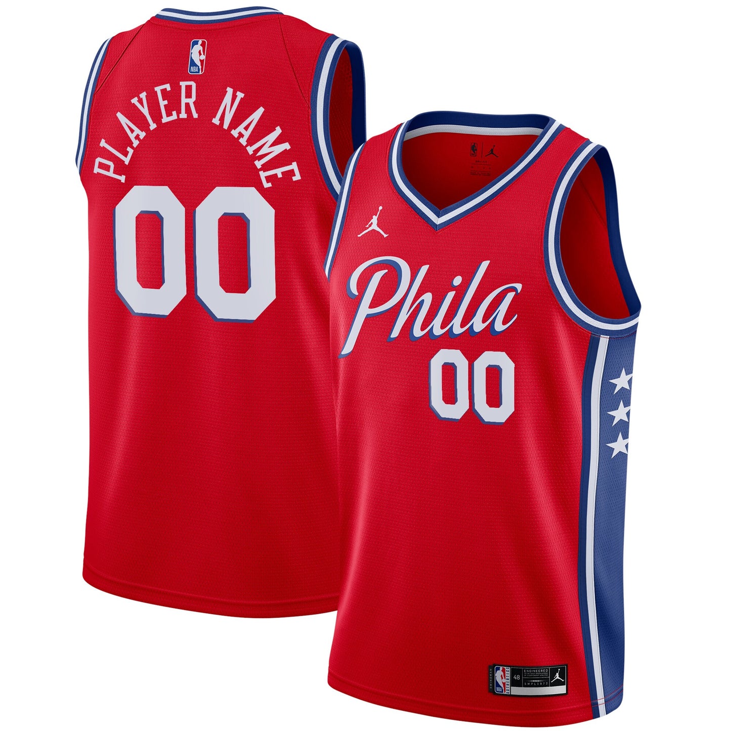 Philadelphia 76ers Jordans Brand Swingman Custom Jersey - Statement Edition - Red