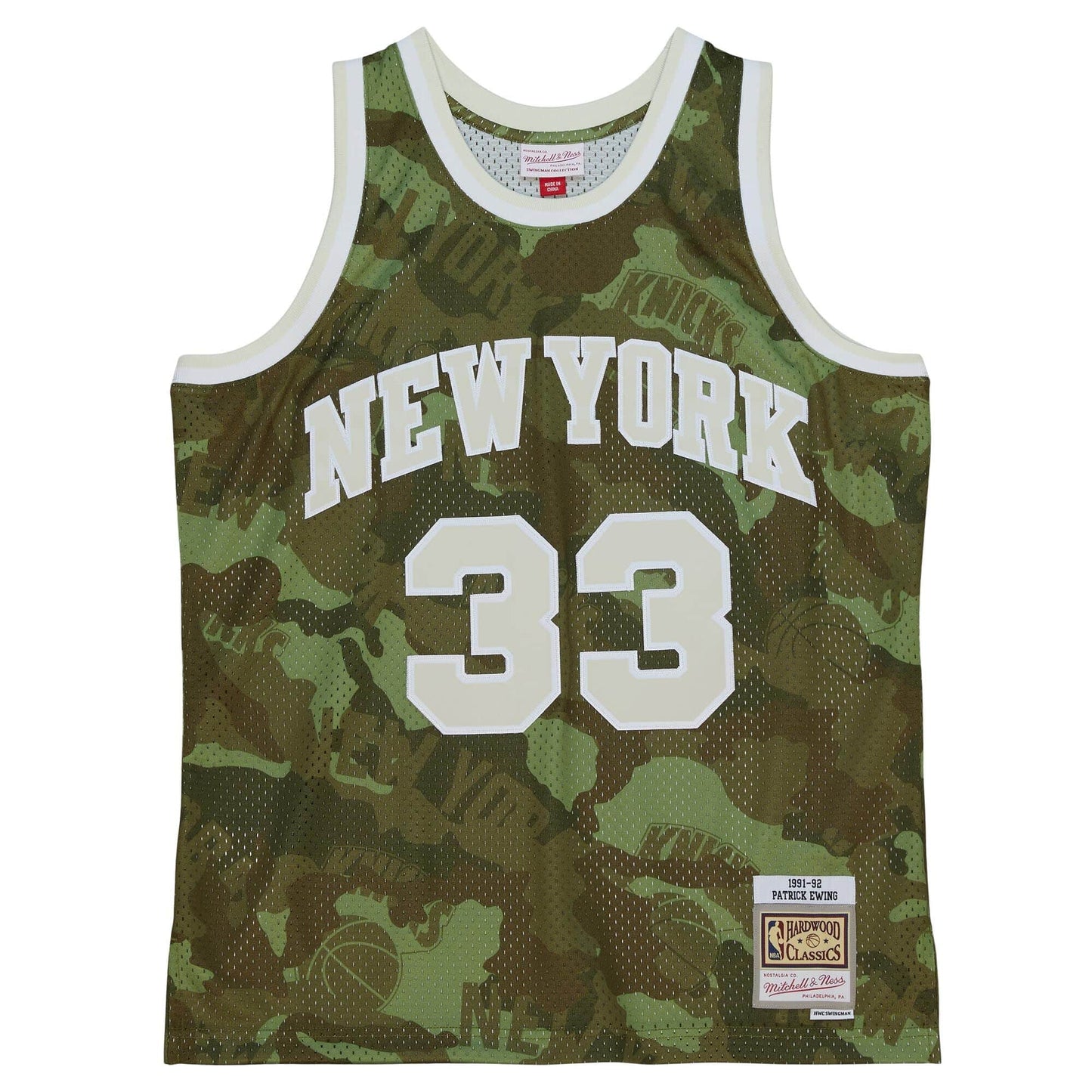 Ghost Green Camo Swingman Patrick Ewing New York Knicks 1991-92 Jersey