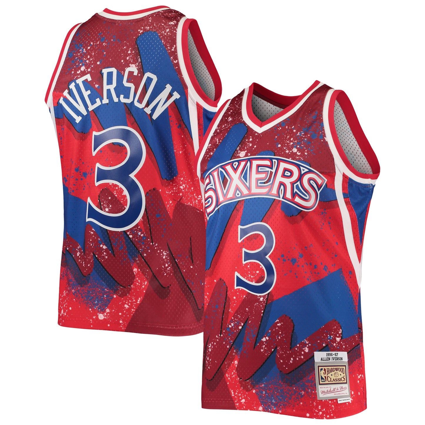 Allen Iverson Philadelphia 76ers Mitchell & Ness Hardwood Classics 1996/97 Hyper Hoops Swingman Jersey - Red