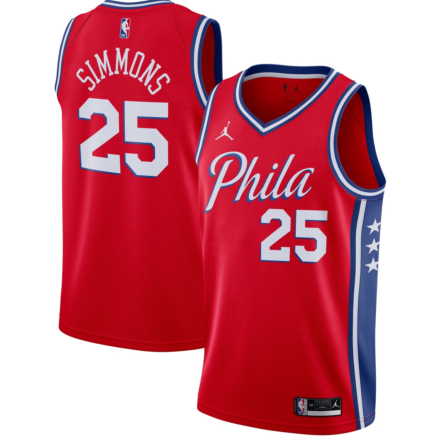 Ben Simmons Philadelphia 76ers Jordans Brand 2020/21 Swingman Jersey - Statement Edition - Red