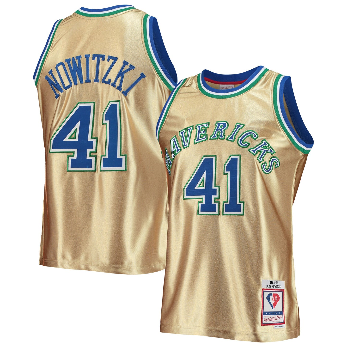 Dirk Nowitzki Dallas Mavericks Mitchell & Ness 75th Anniversary 1998/99 Hardwood Classics Swingman Jersey - Gold